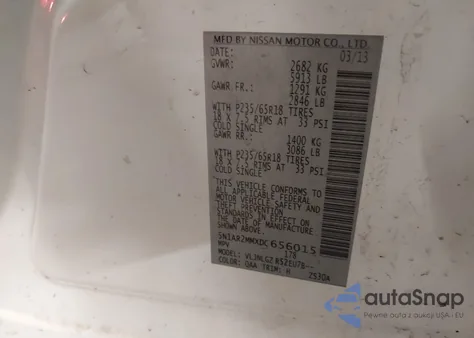 2013 Nissan Pathfinder Sl from USA, damaged, VIN 5N1AR2MMXDC656015